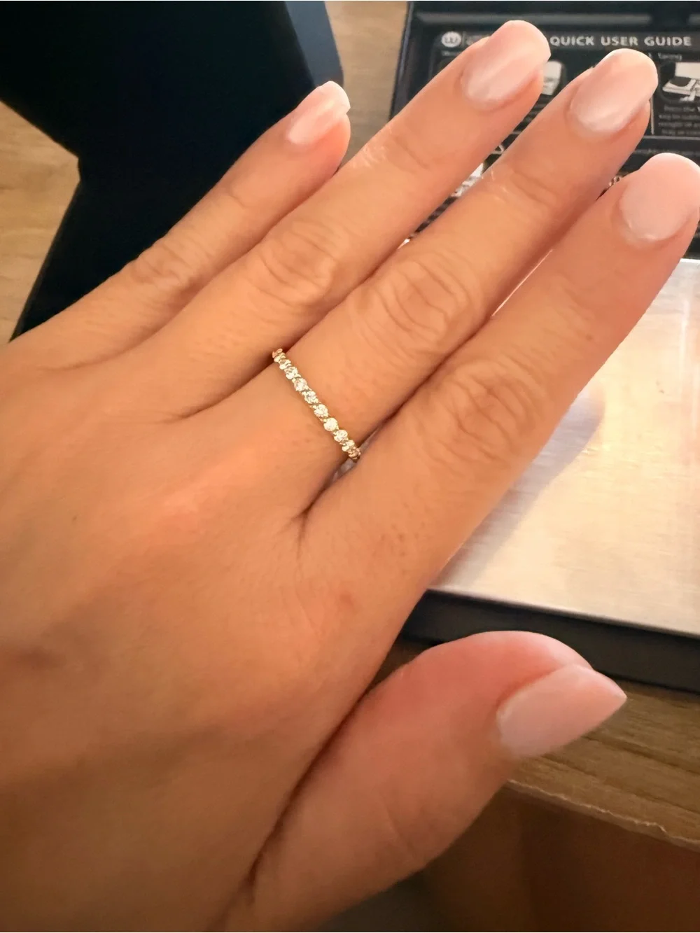 Solid 14k Gold half Eternity Stackable Band .33ct Lab Diamond with Cert